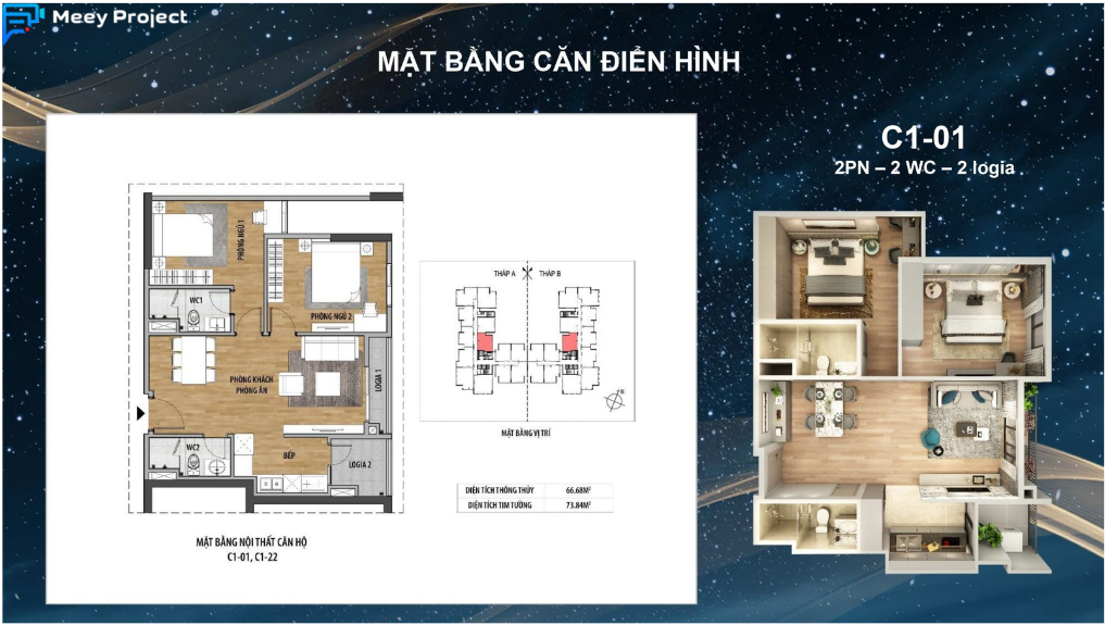 Mặt bằng Chung cư Moonlight An Lạc